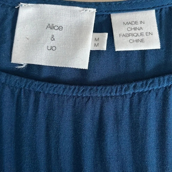 Alice & UO Elenora Tiered Crochet Inset Dress in Blue - Size Medium - Picture 5 of 7